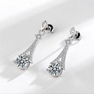 Moissanite 925 sterling Silver Drop Earrings